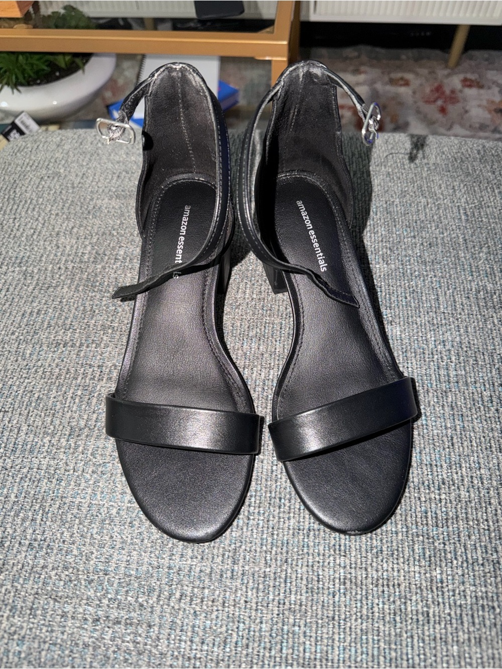 Amazon Essentials Black Open-Toe Ankle-Strap Sandals